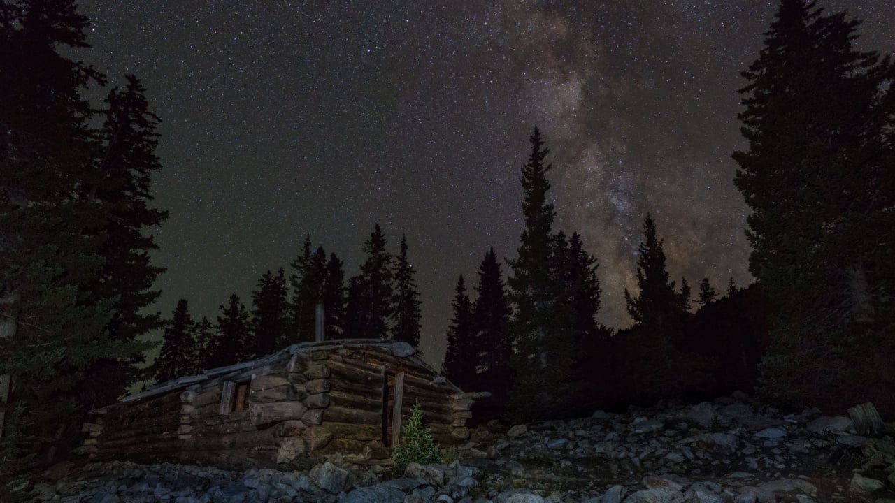 Miners cabin under the Milky Way in Great Basin National Park. Located in Nevada, this is the remaining evidence of a gold rush which took place in the early 20th century. September 2018. 